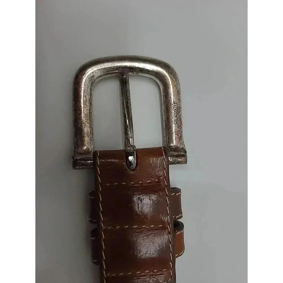 GAP Brown Leather Belt Men's Size 32 Twine Accents - Picture 3 of 7